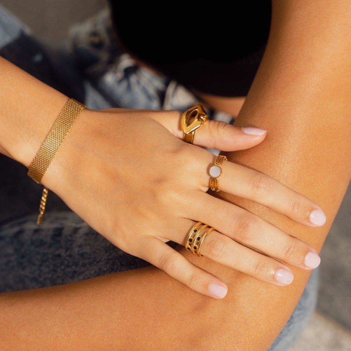 Anillo Ajustable Melina Bañado en Oro 18K