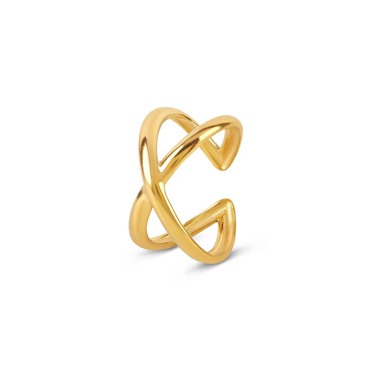 Anillo Cruz Minimalista Ajustable Chapado en Oro de 18K