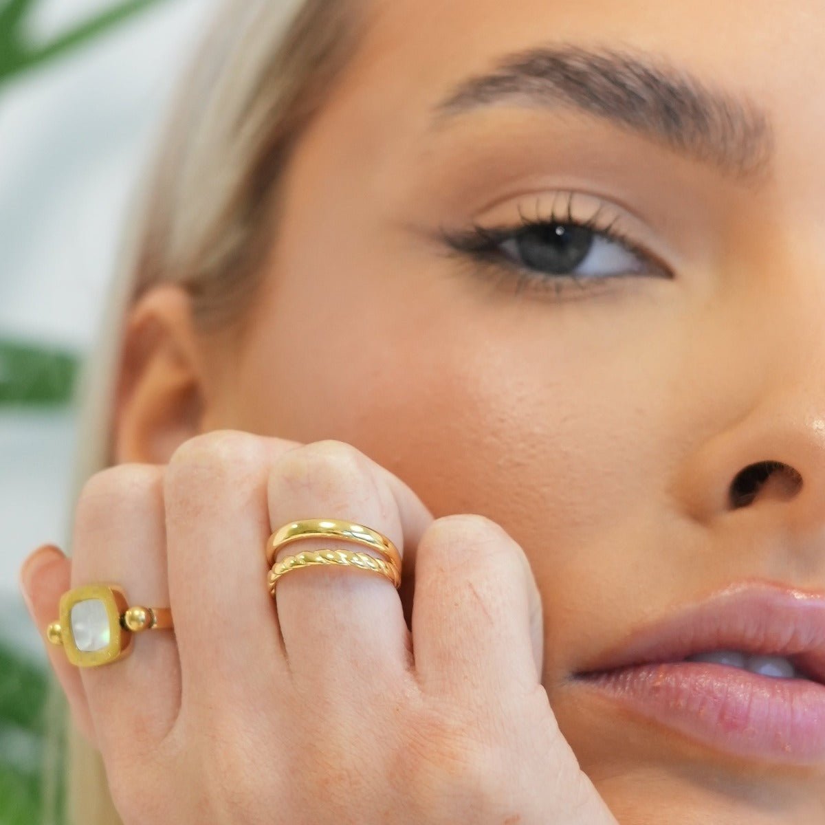 Anillo Duo bañado en oro de 18k