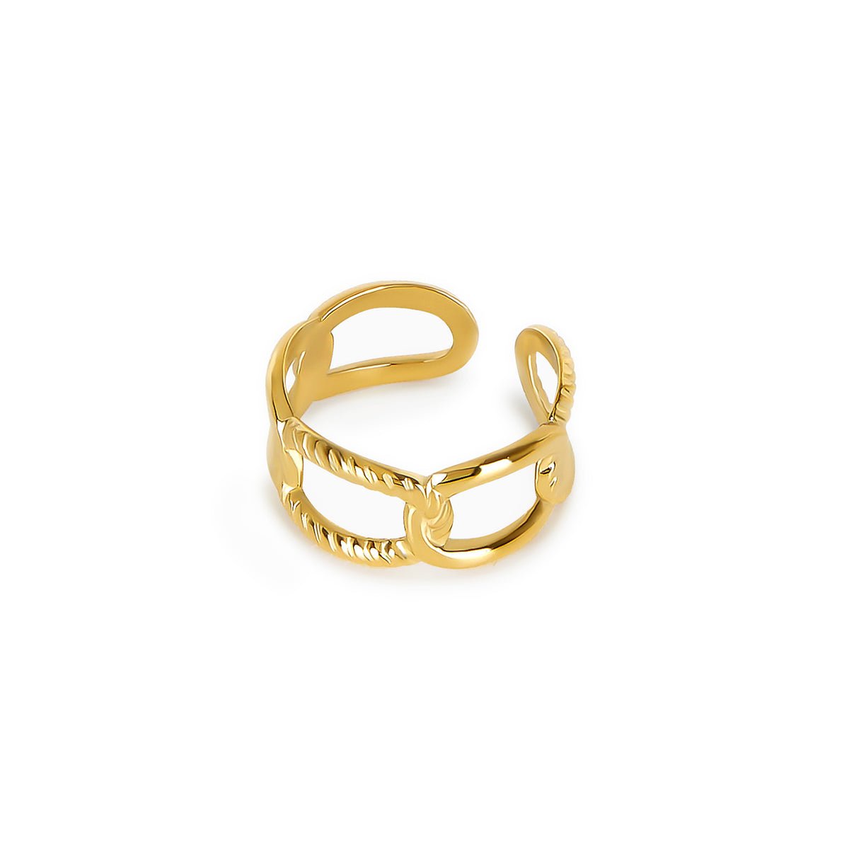 Anillo de eslabones ajustable chapado en oro de 18 quilates