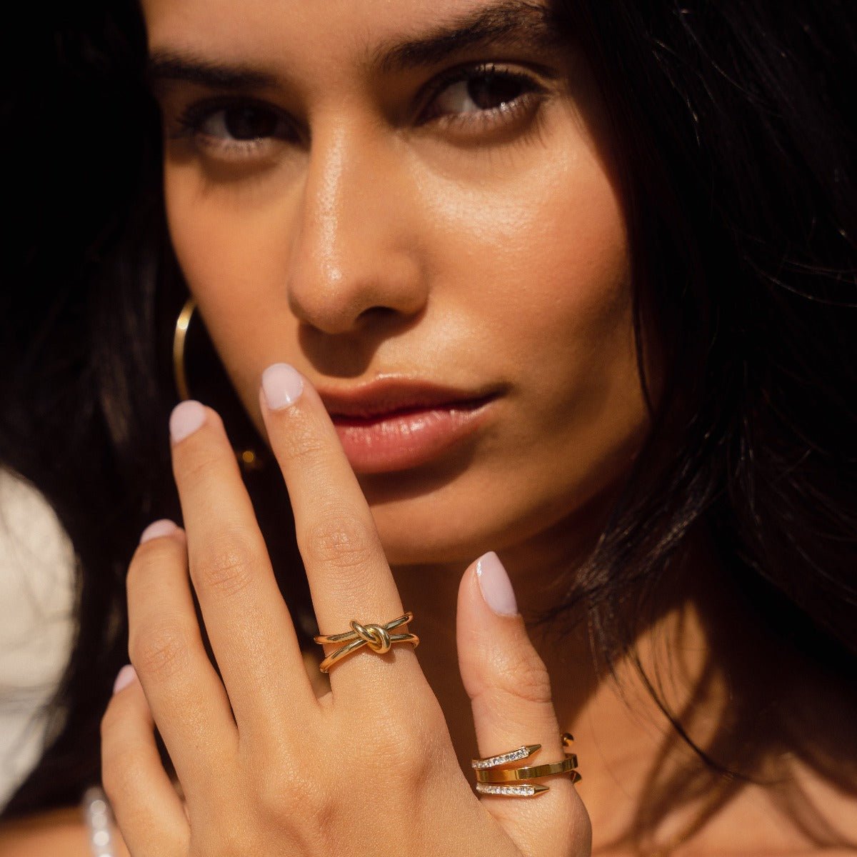 Anillo de Uñas con Puntas Bañado en Oro de 18K