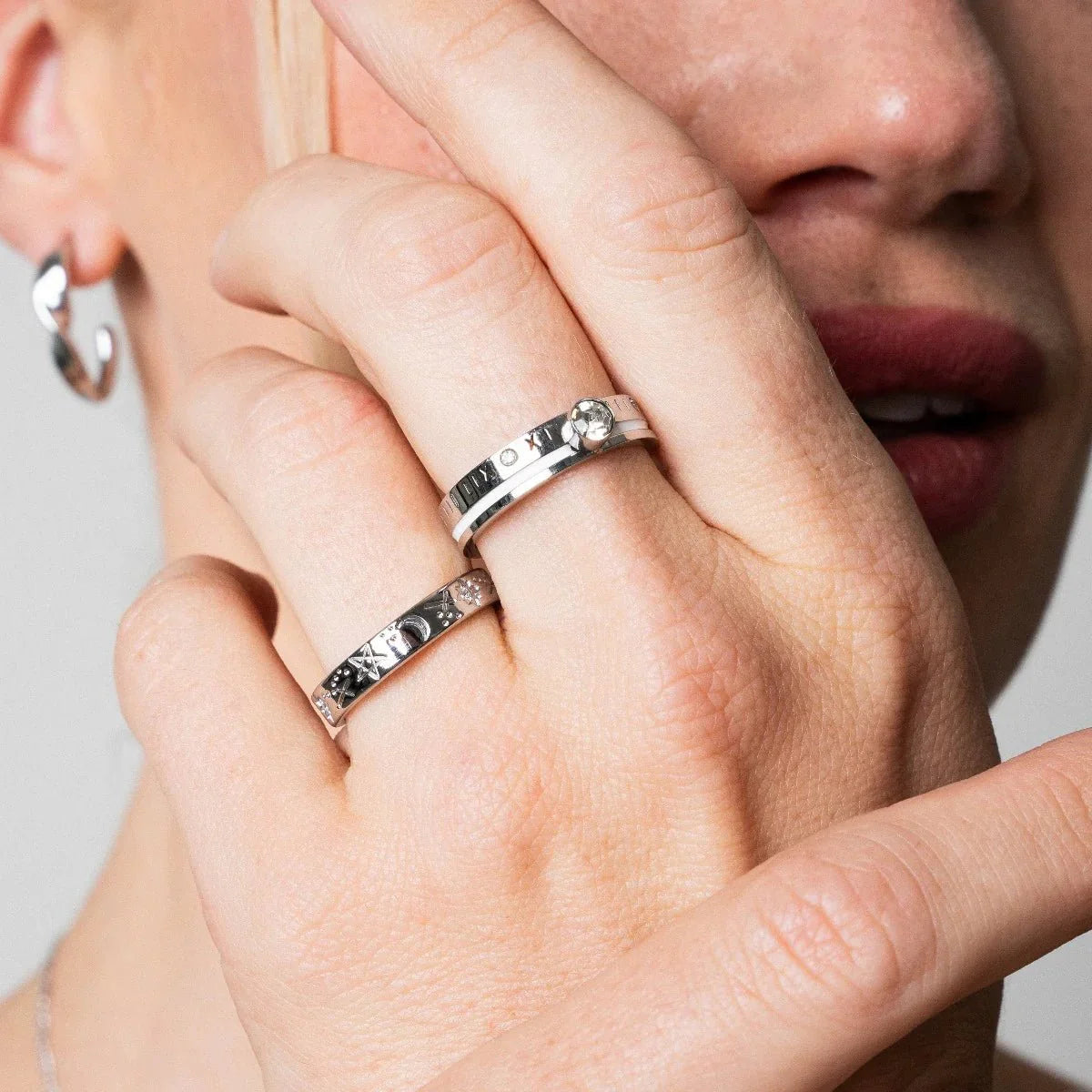 Anillo Reina Piedra Cristal - Plata