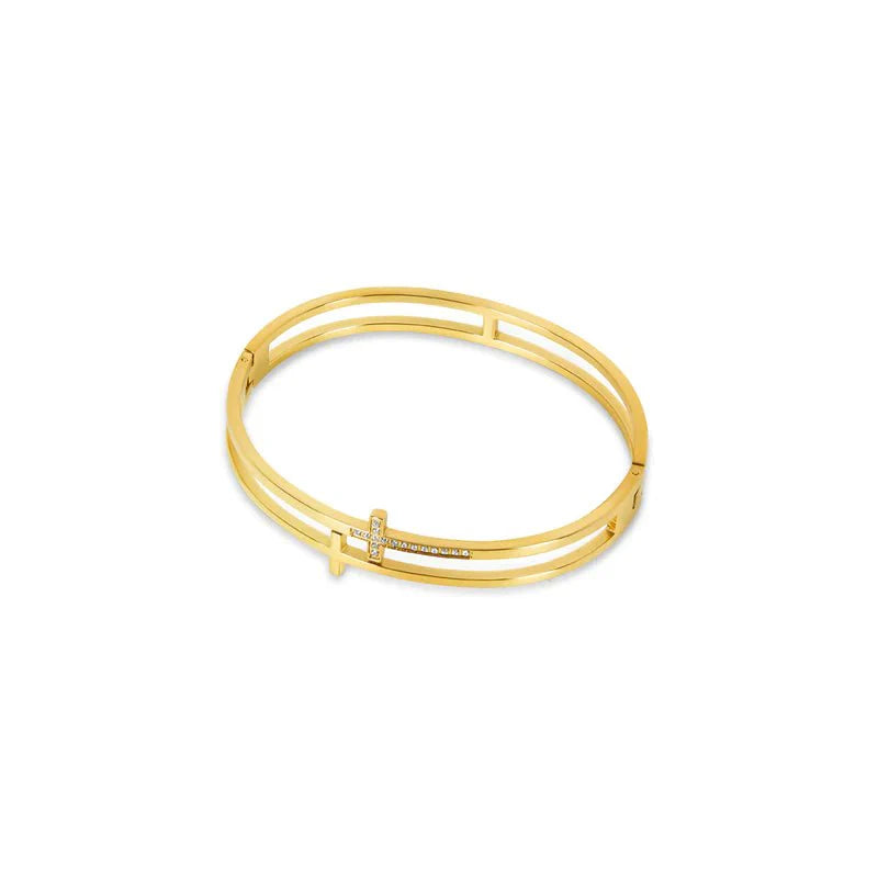 Pulsera Cruz Bañada en Oro 18k
