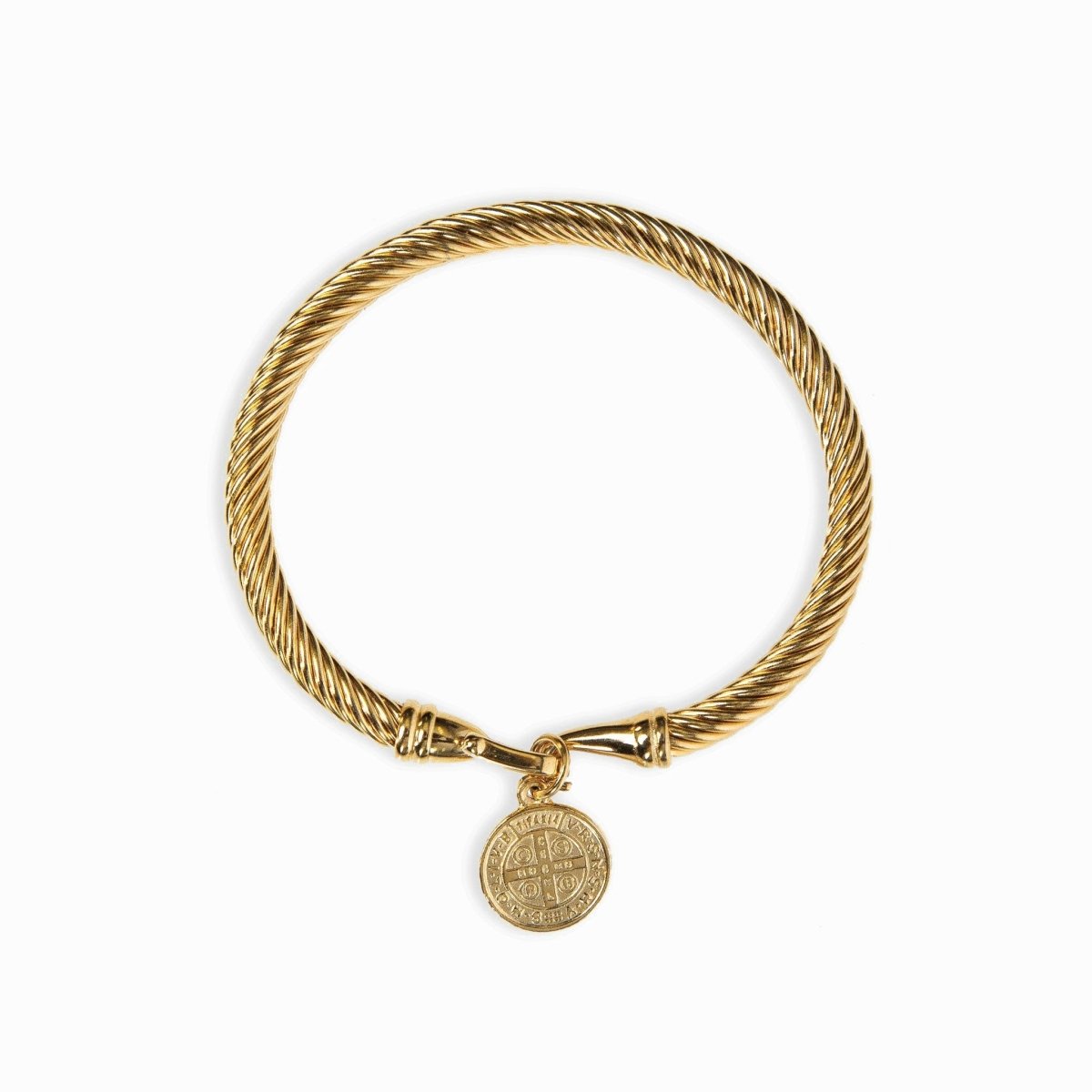 Pulsera colgante de San Benito bañada en oro de 18 quilates