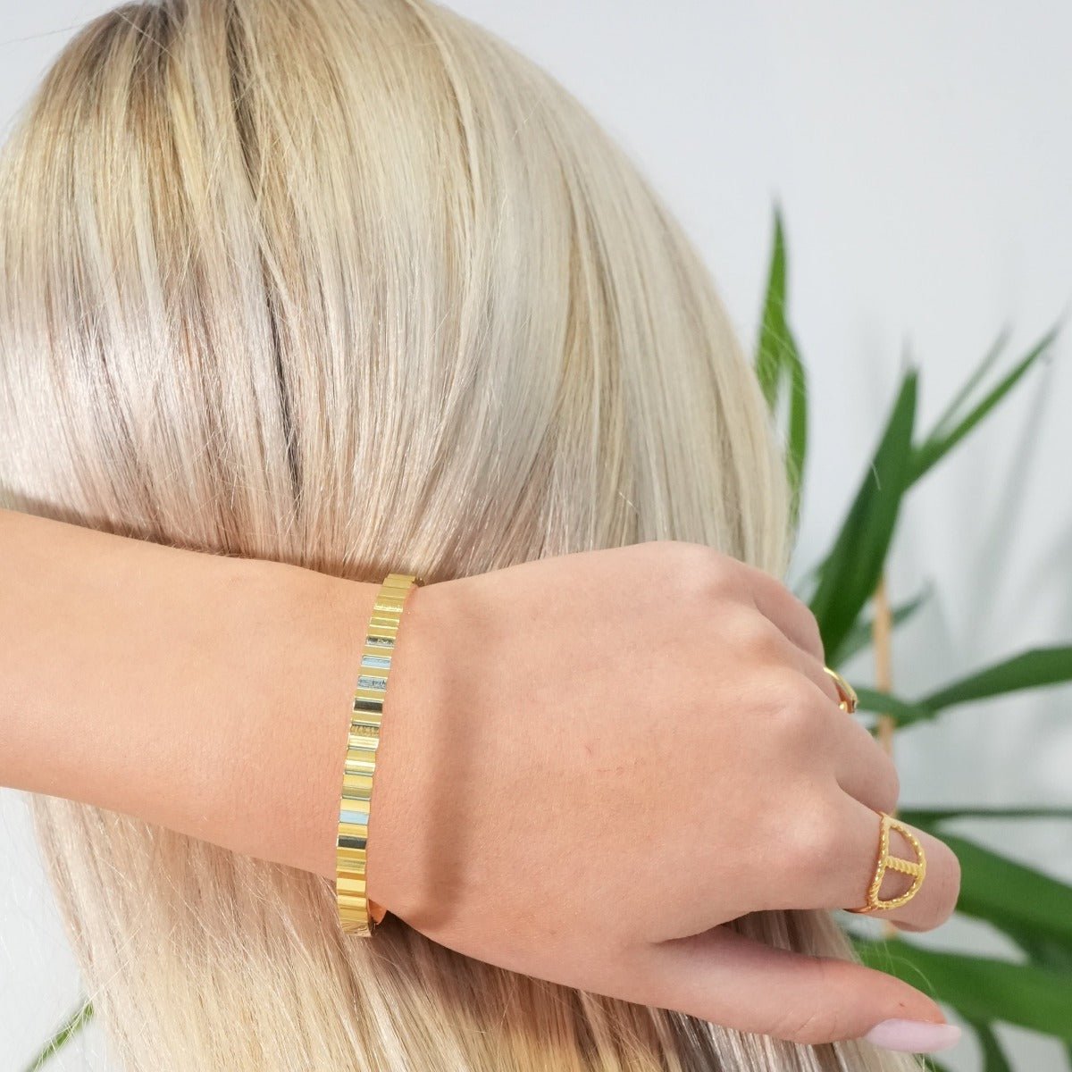 Pulsera Ondulada Chapada en Oro de 18k