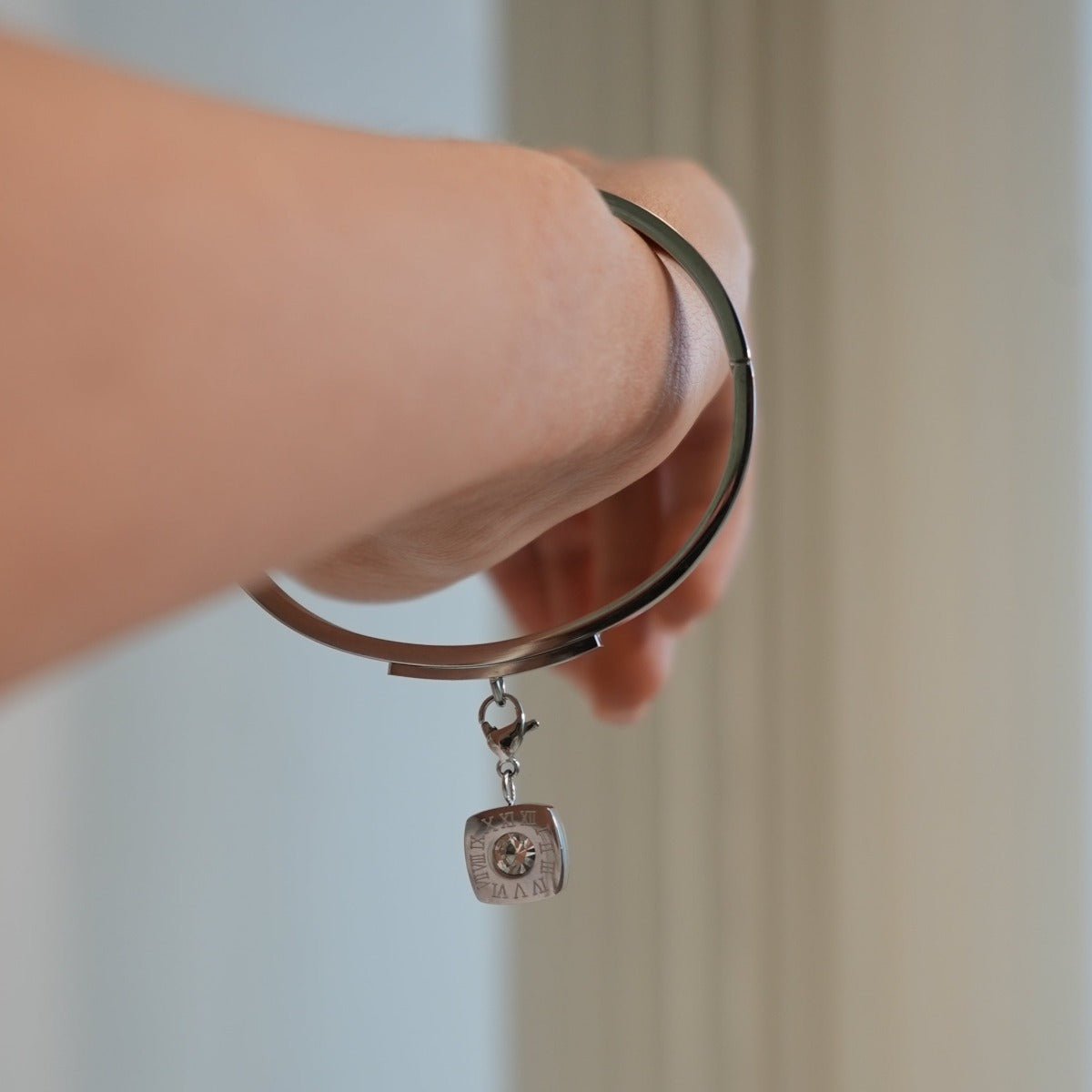 Pulsera con dijes cuadrados - Plata