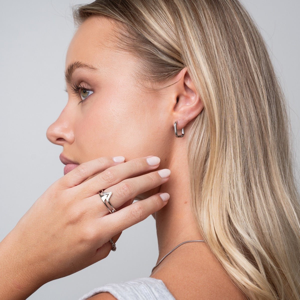 Pendiente de aro cuadrado - Plata