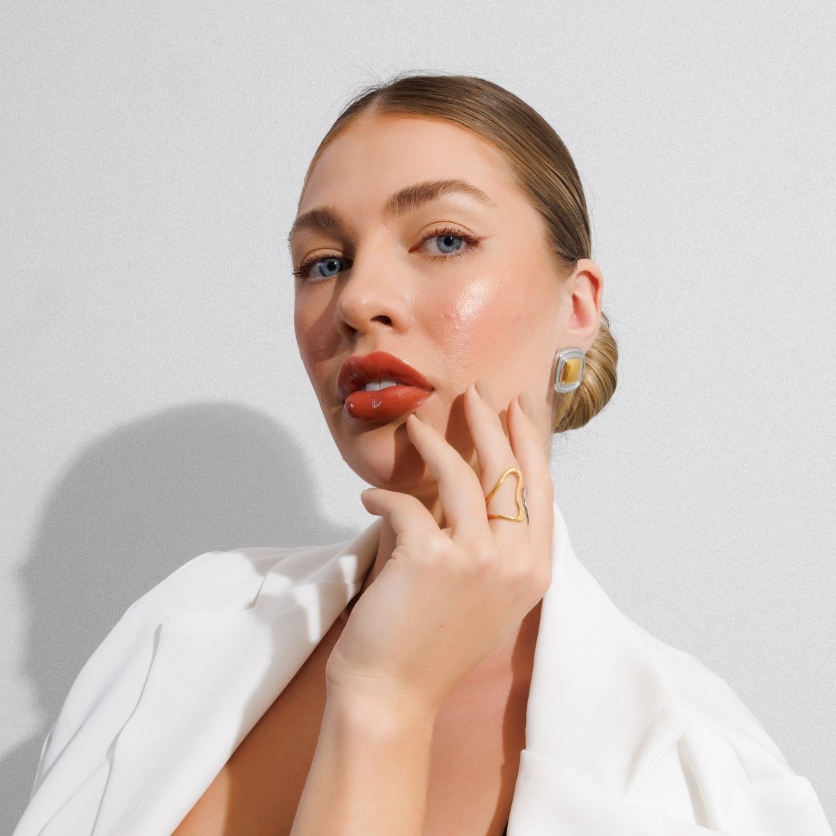 Pendientes Lumière cuadrados con baño mixto de oro y plata