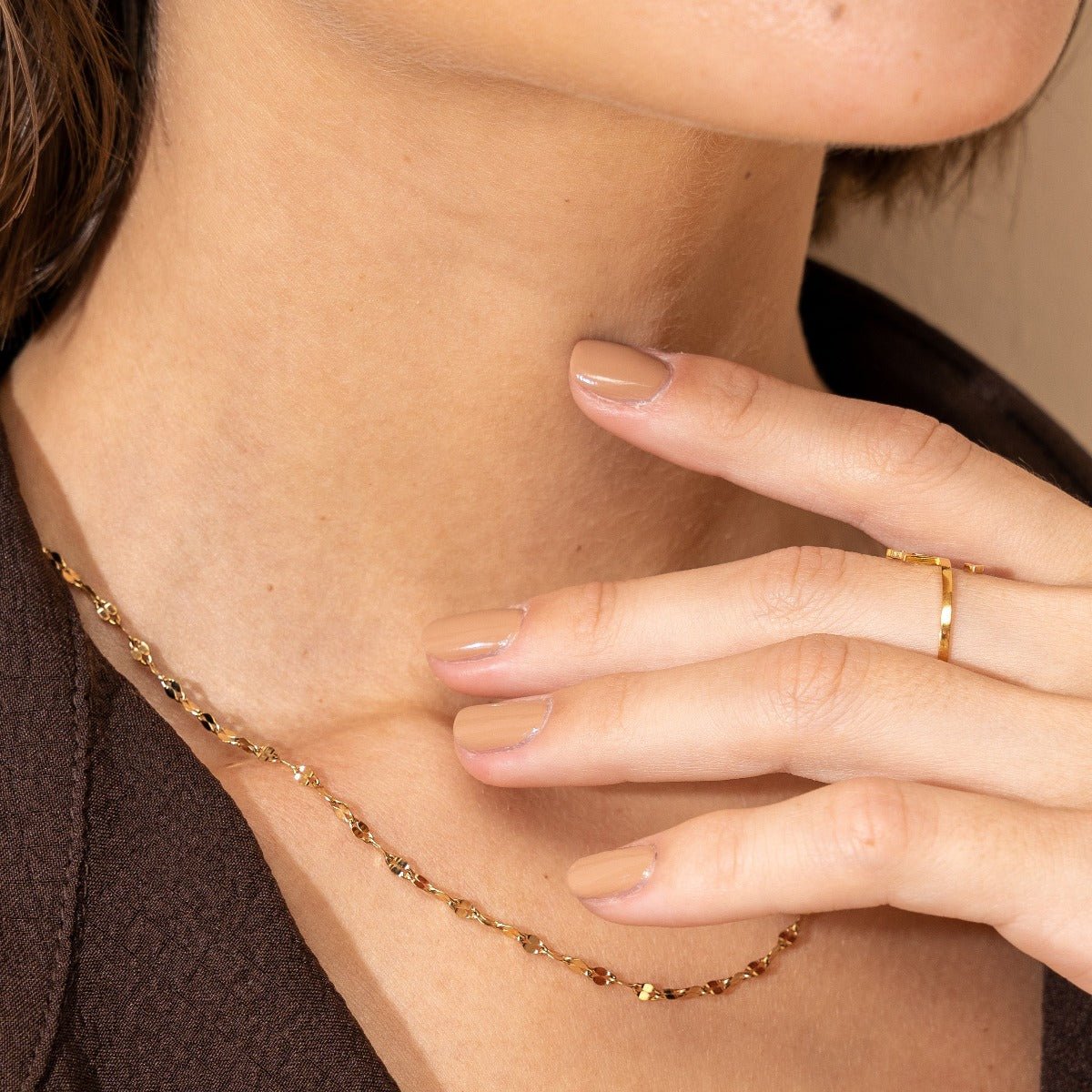 Collar de cadena del destino bañado en oro de 18 quilates