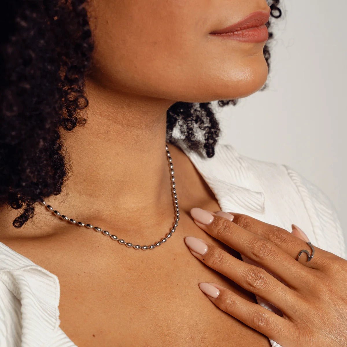 Collar de cadena con esferas - Plata