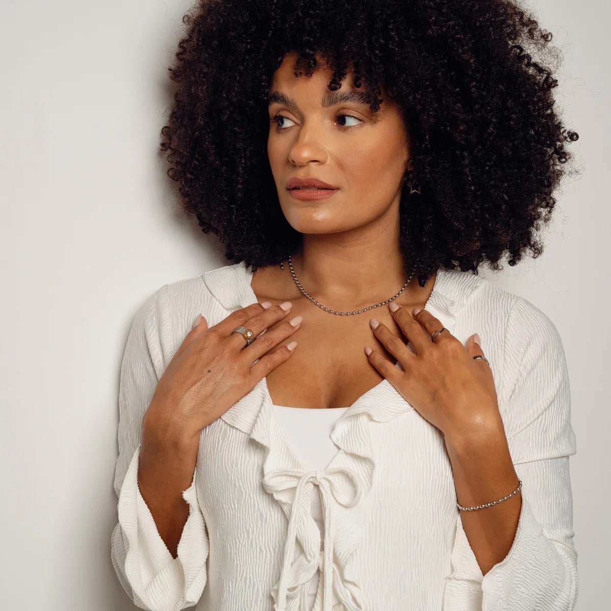 Collar de cadena con esferas - Plata