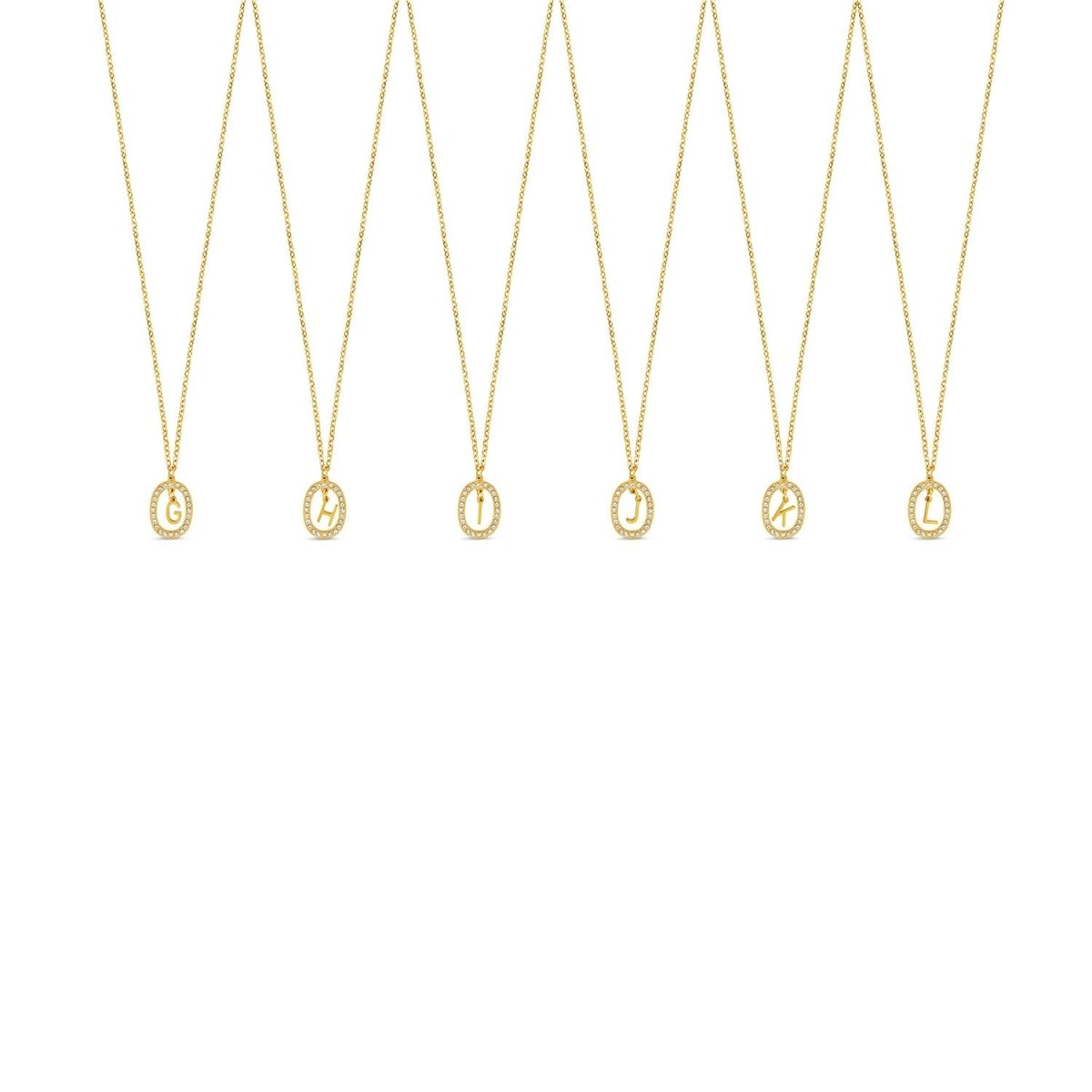 Collar con Prisma y Letra Inicial Chapado en Oro de 18 K