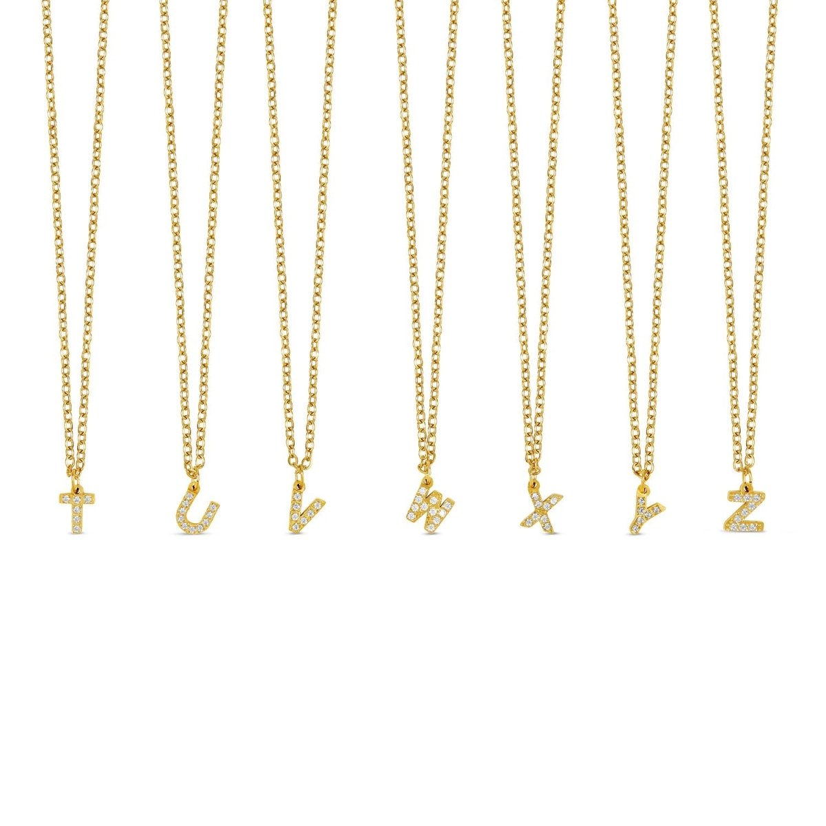 Collar con piedra y letra inicial bañado en oro de 18 quilates