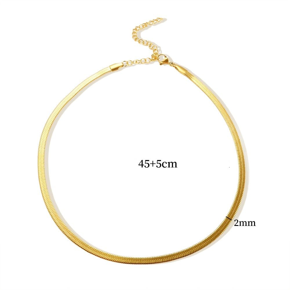 Collar fino de cadena de serpiente de 2 mm bañado en oro de 18 k