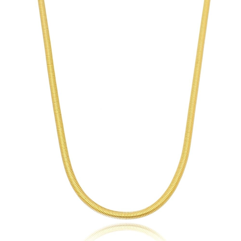 Collar fino de cadena de serpiente de 2 mm bañado en oro de 18 k
