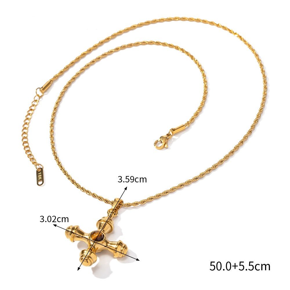 Collar de ojo de tigre bañado en oro de 18 quilates