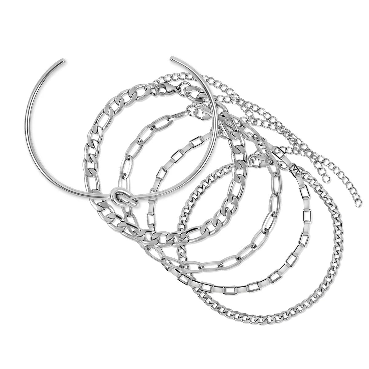Conjunto de pulseras Elegance y pulsera de nudo - Plata