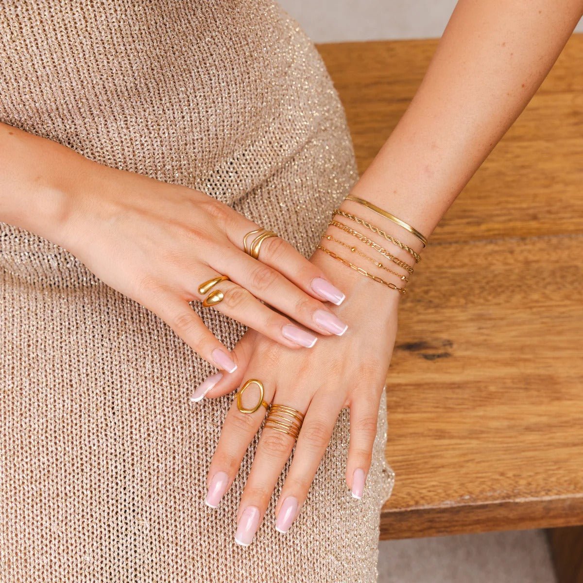 Conjunto de pulseras Glamour con circonitas bañadas en oro de 18 quilates