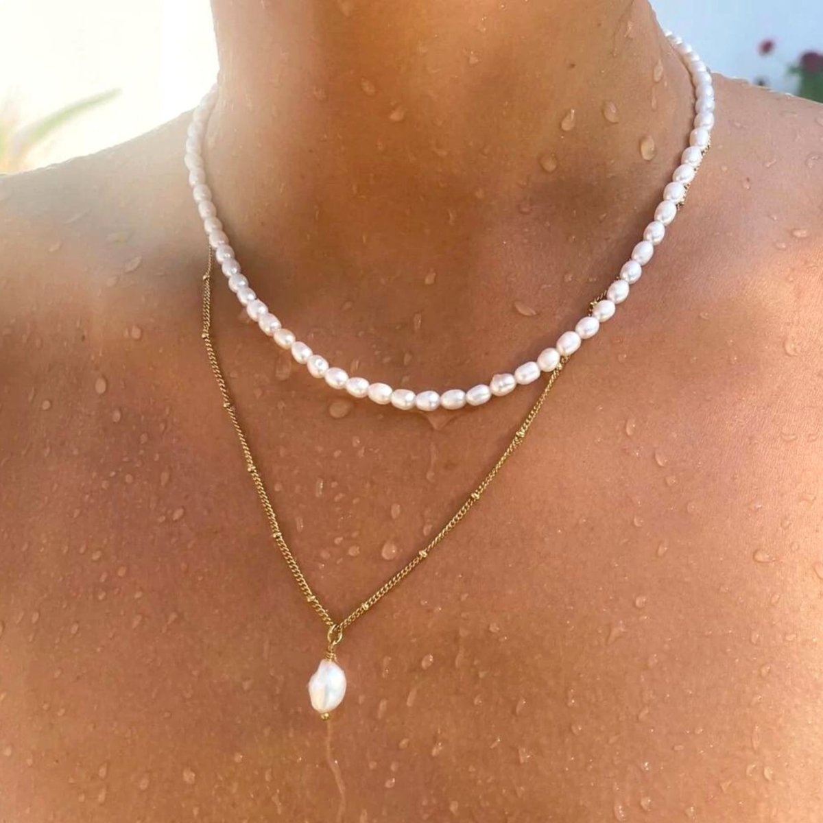 Collar Doble Aloha Chapado en Oro de 18k