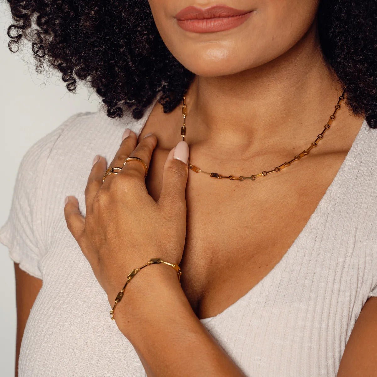 Pulsera de eslabones Tablet bañada en oro de 18 quilates