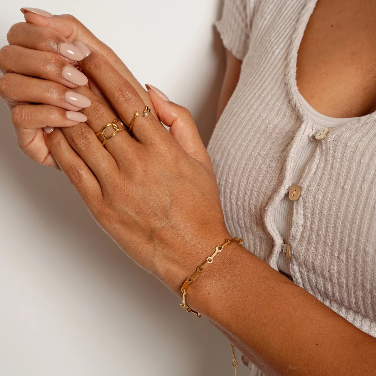 Pulsera de eslabones Tablet bañada en oro de 18 quilates