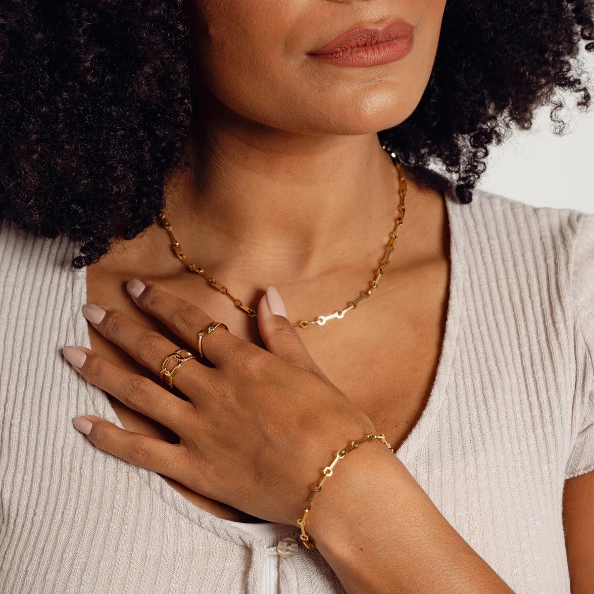 Pulsera de eslabones Tablet bañada en oro de 18 quilates