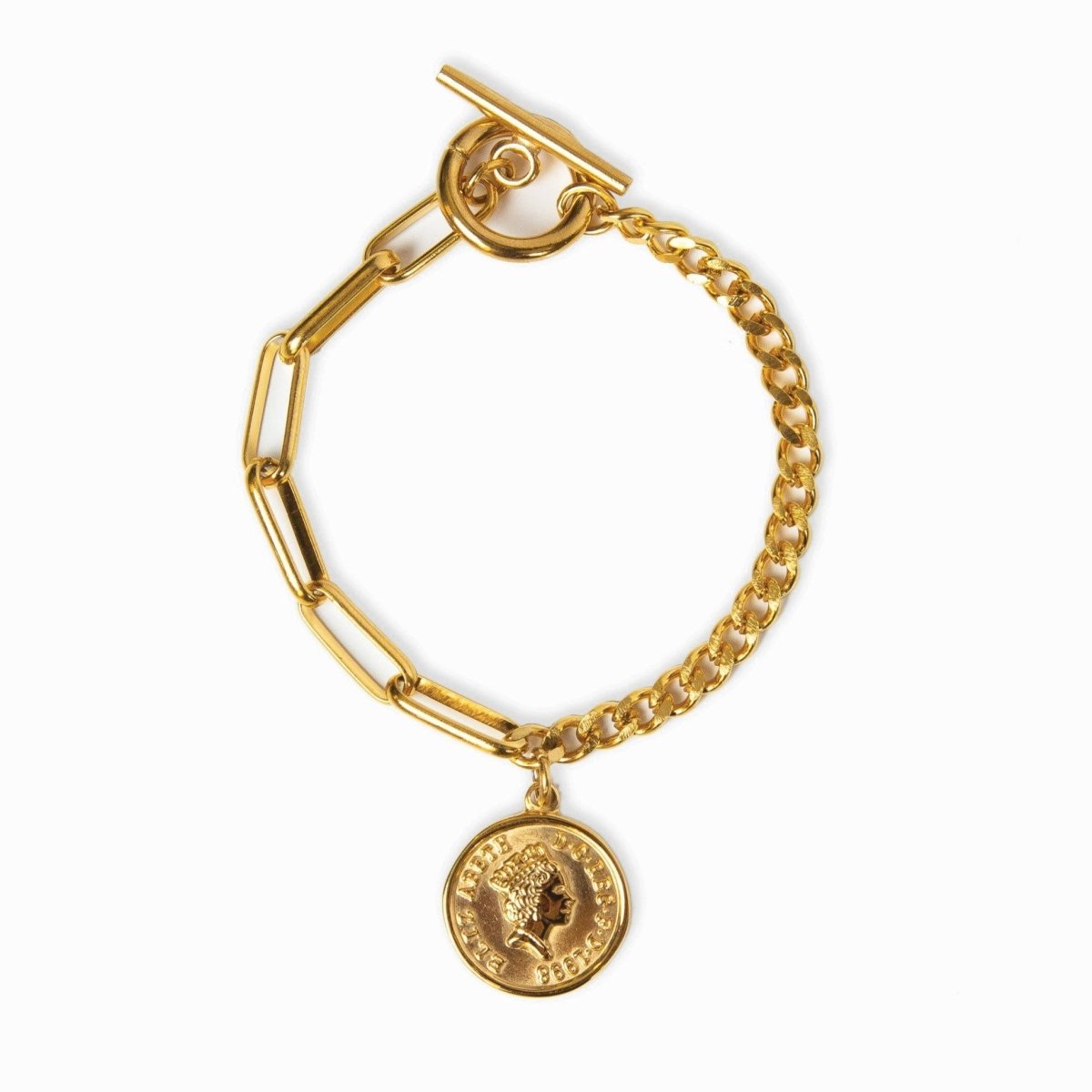 Pulsera de centavos de Nueva York bañada en oro de 18 quilates