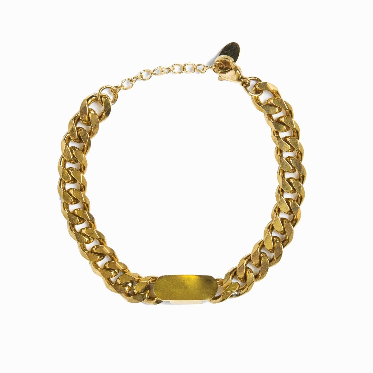 Pulsera de cadena con colgante rectangular bañada en oro de 18 quilates