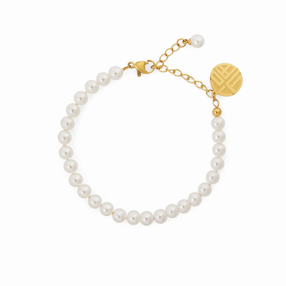 Pulsera Charm Perla Chapada en Oro de 18K