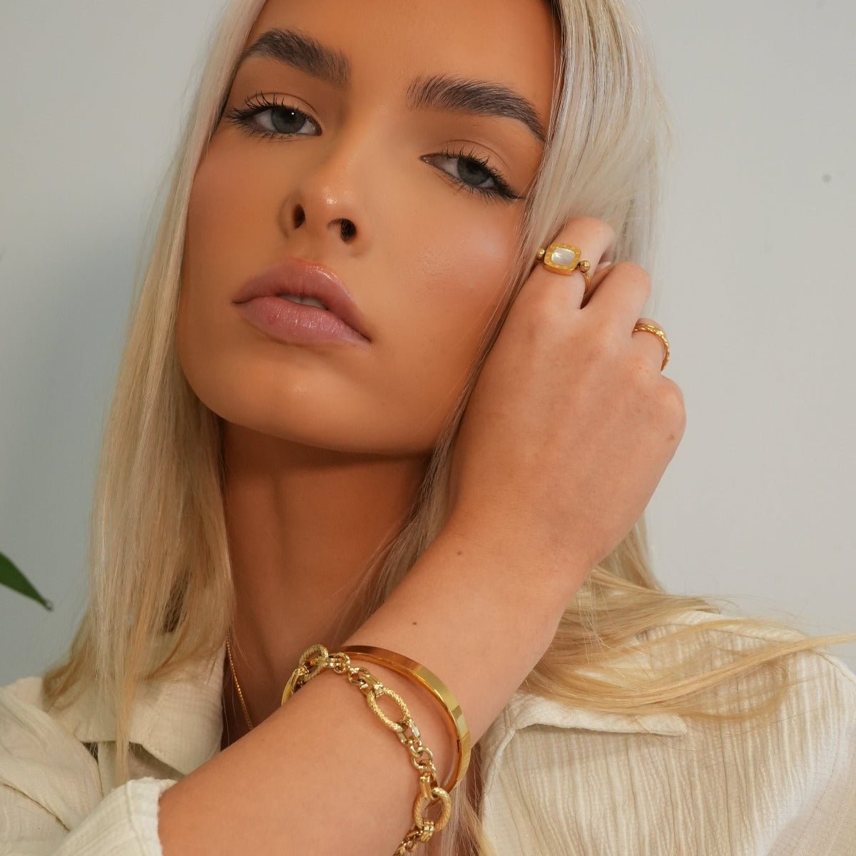 Pulsera de lujo bañada en oro de 18 quilates