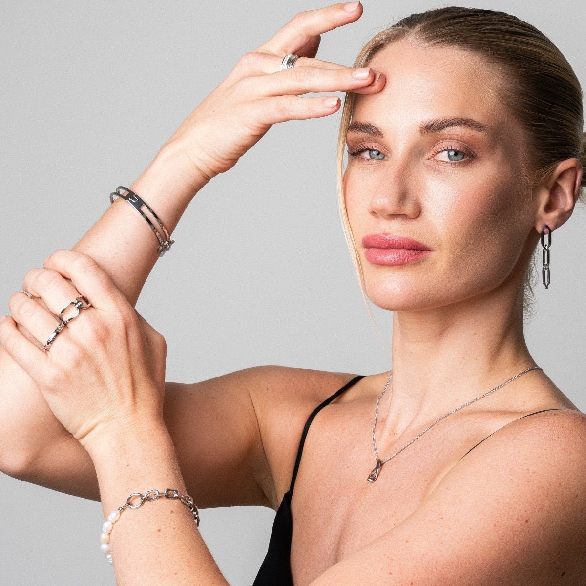 Pulsera de perlas del estado de ánimo - Plata