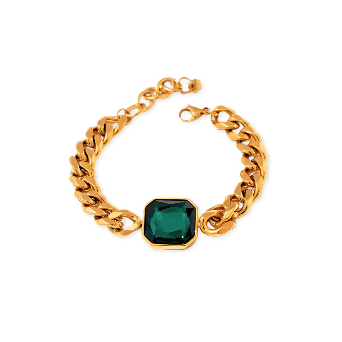 Pulsera Rica Esmeralda Verde Bañada en Oro de 18k
