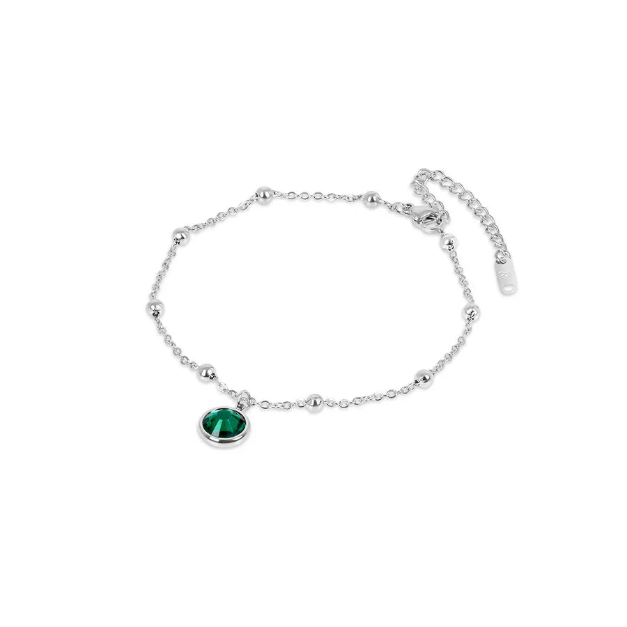 Pulsera de tobillo de esmeralda - Plata