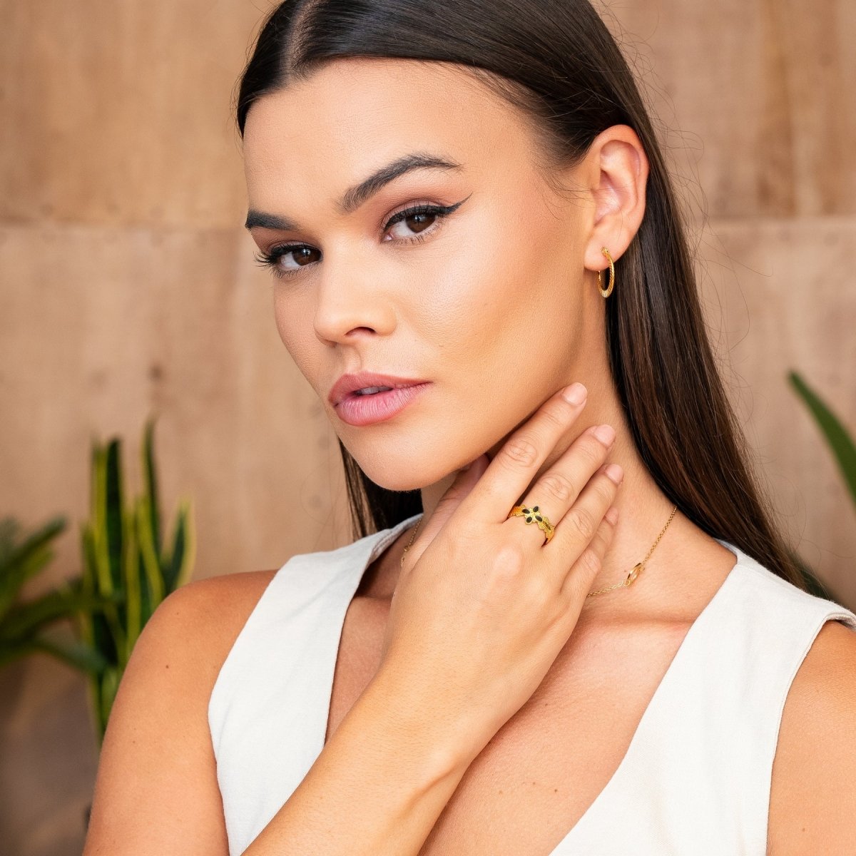 Anillo ajustable Blossom bañado en oro de 18 quilates 