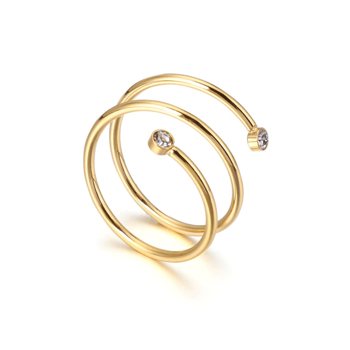 Anillo Fino Espiral Bañado en Oro de 18K