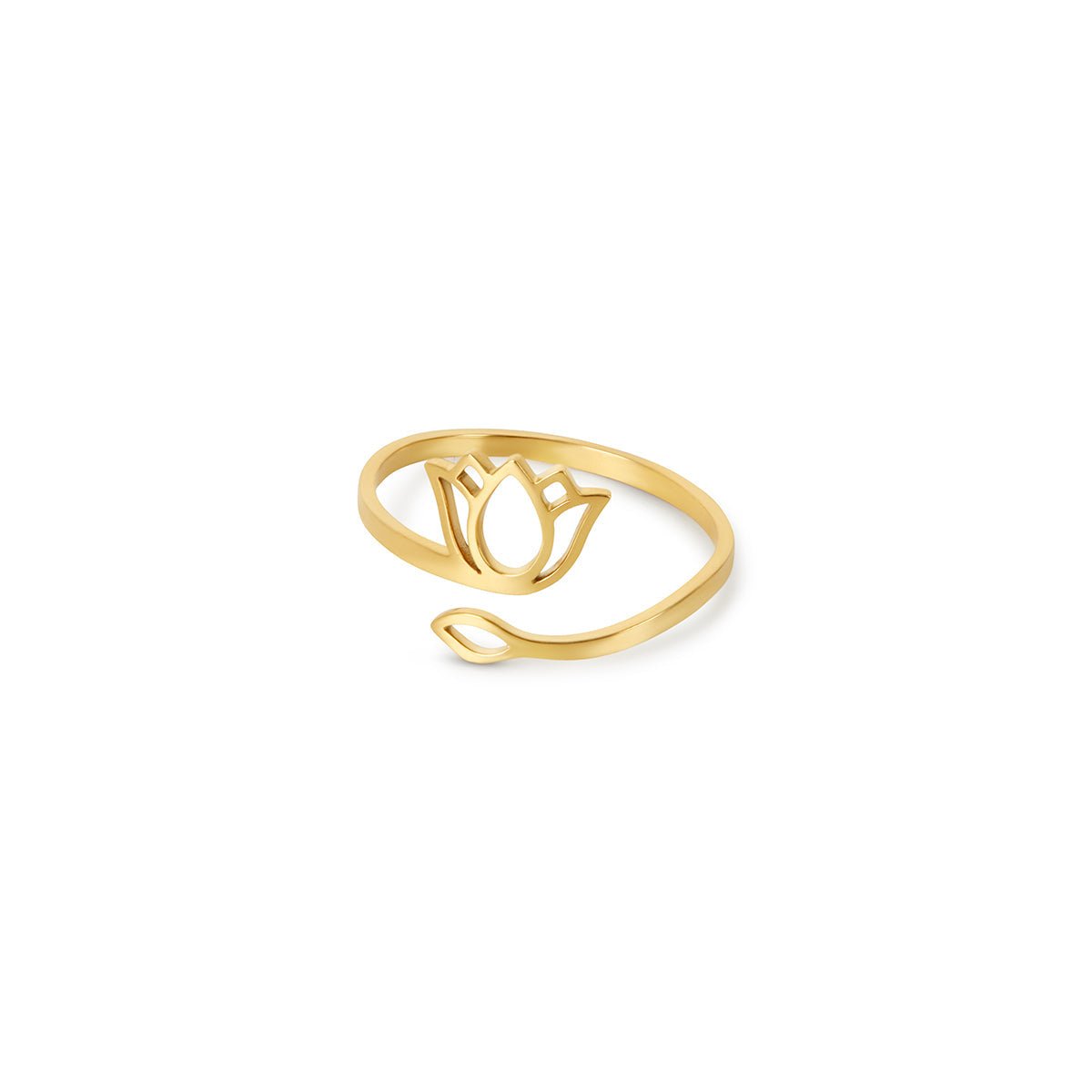 Anillo de flor de loto bañado en oro de 18 quilates 