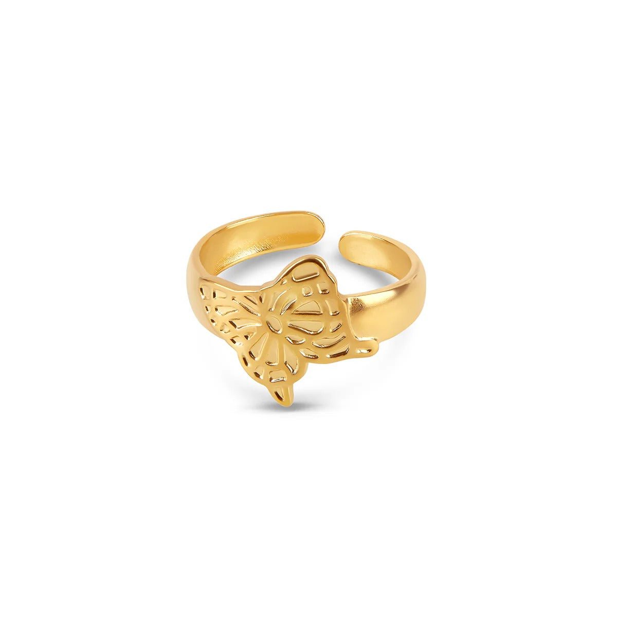 Anillo ajustable Flora bañado en oro de 18 quilates