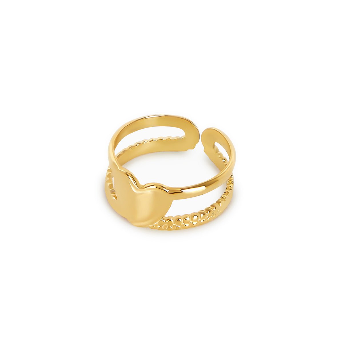 Anillo de amor ajustable bañado en oro de 18 quilates