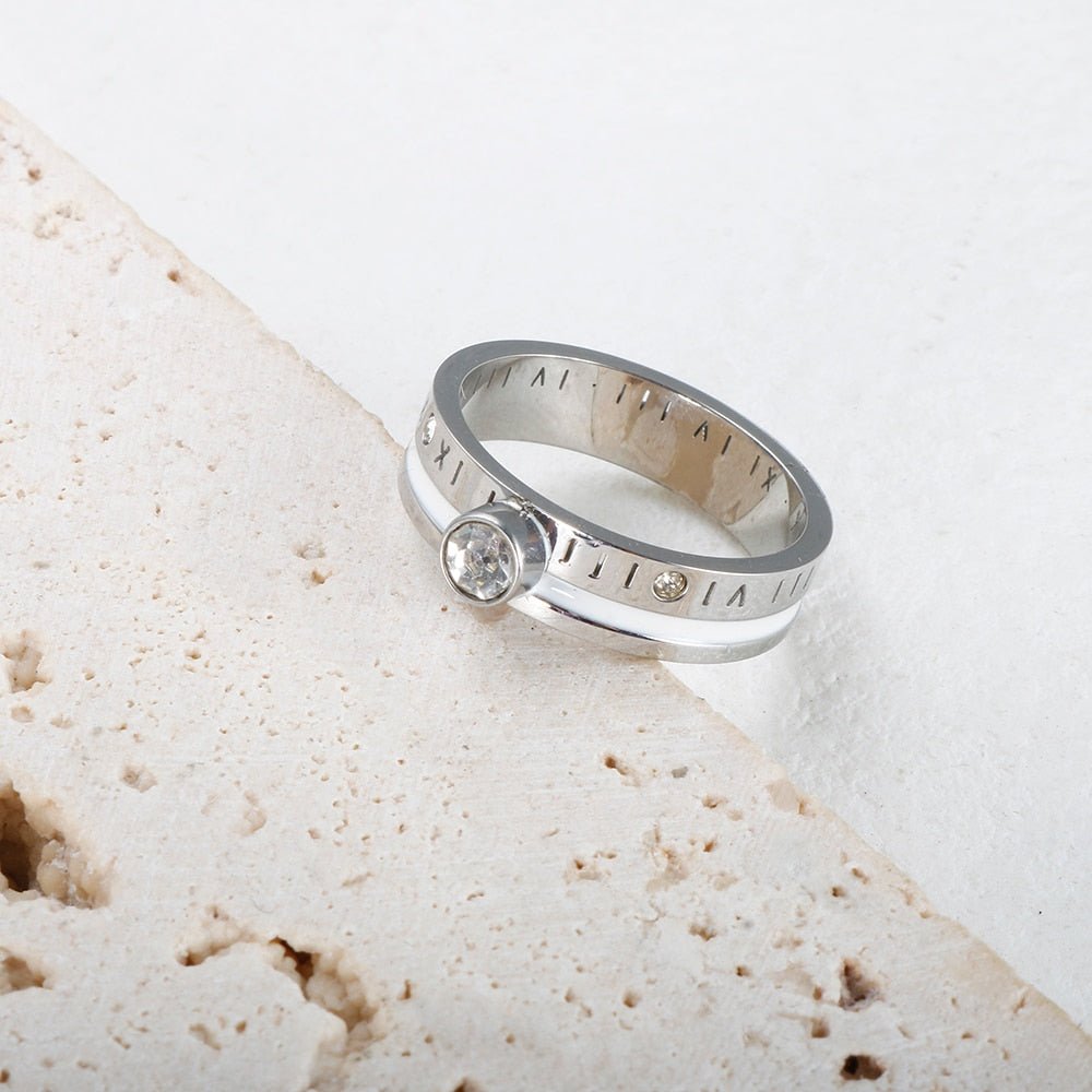 Anillo Reina Piedra Cristal - Plata