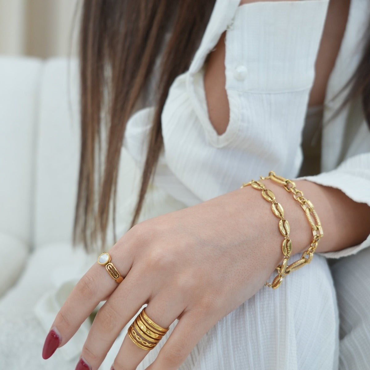 Anillo Royale ajustable bañado en oro de 18 k