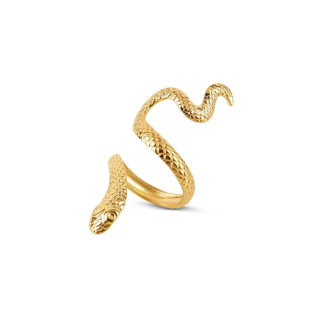 Anillo de serpiente ajustable bañado en oro de 18 quilates