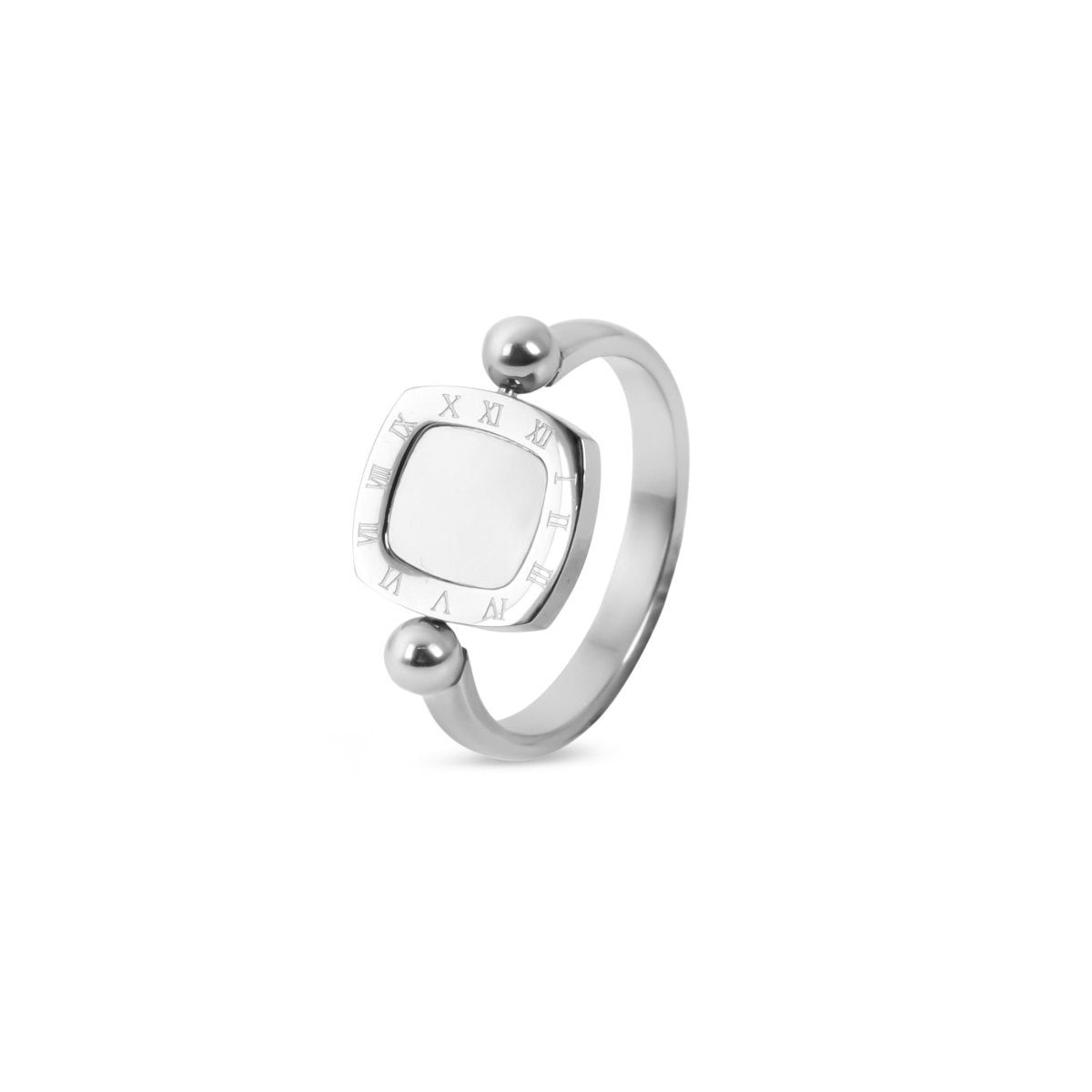 Anillo giratorio con dije cuadrado - Plata