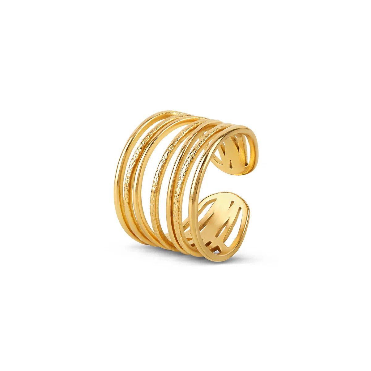 Anillo de tejido ajustable bañado en oro de 18 quilates
