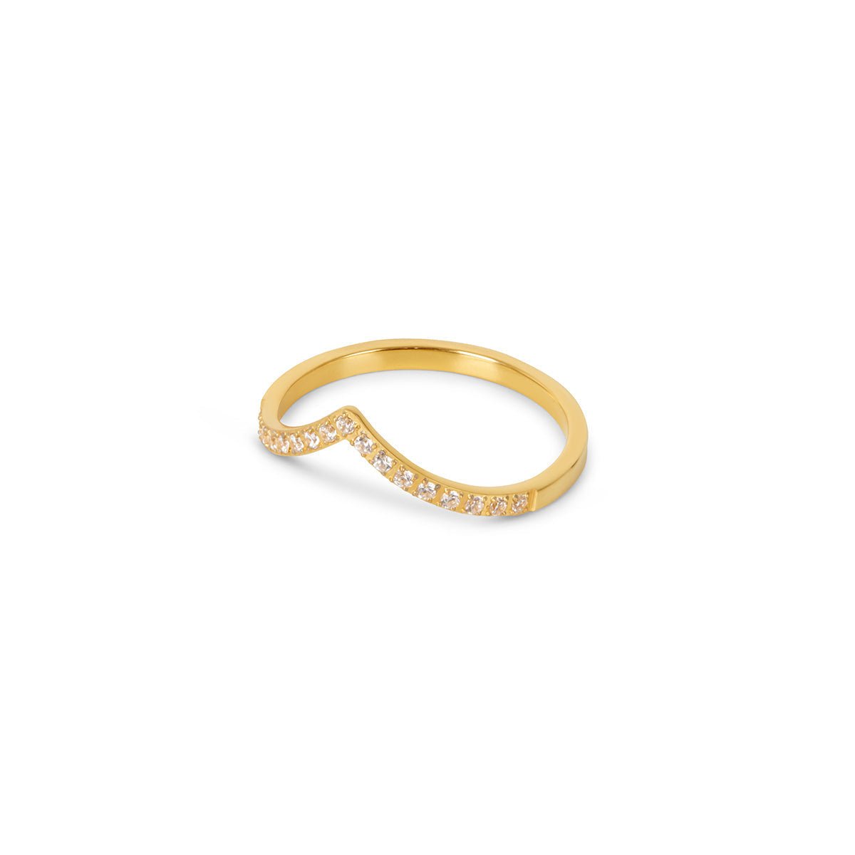 Anillo Trinity con circonitas bañadas en oro de 18 quilates