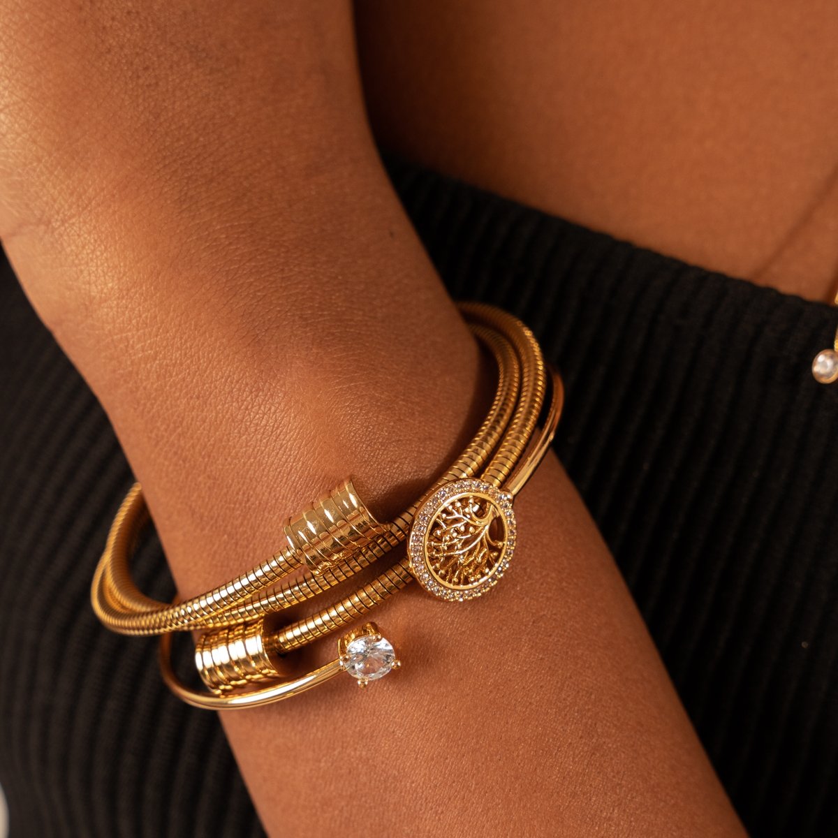 Pulsera Árbol de la Vida bañada en oro de 18 quilates