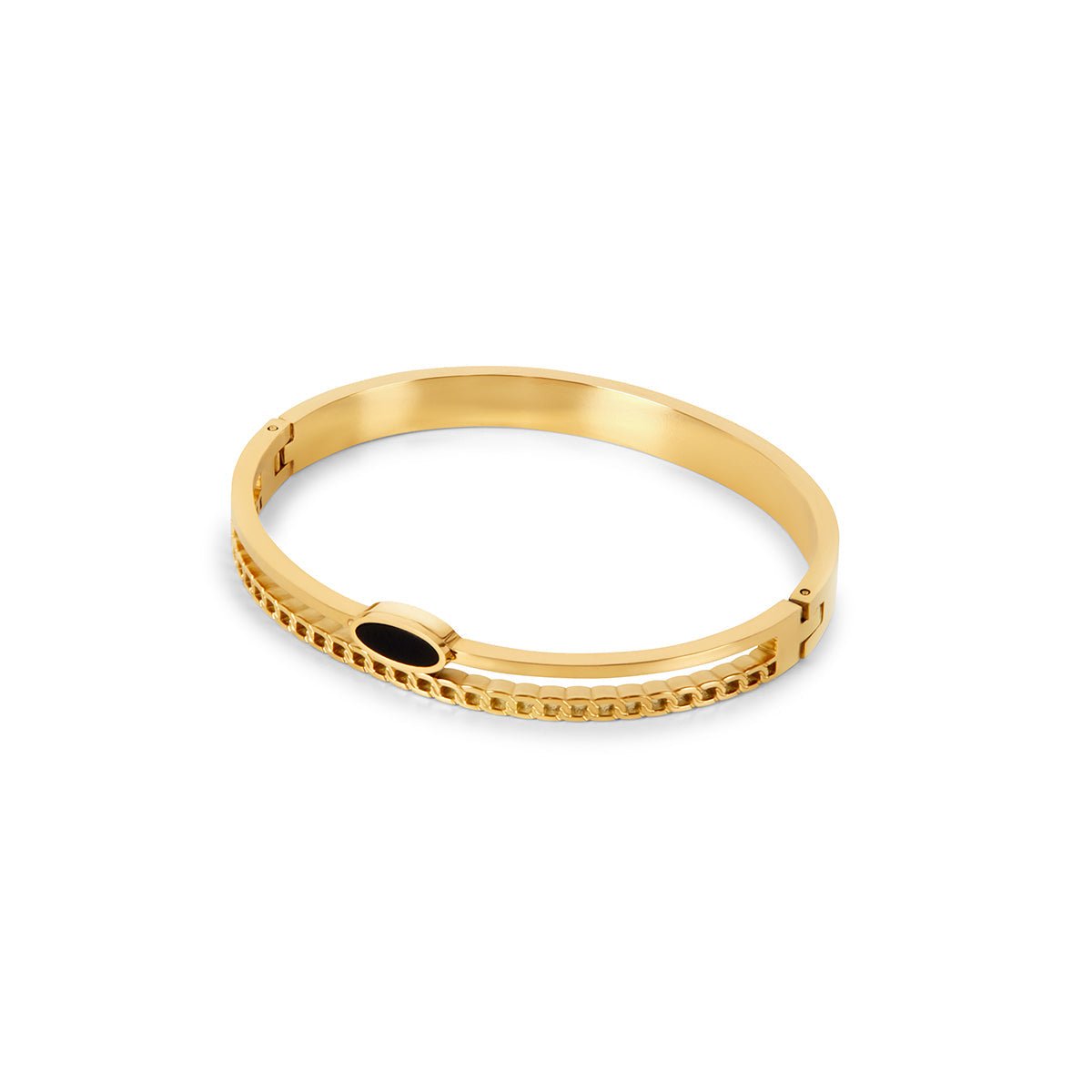 Pulsera de ónix en capas bañada en oro de 18 k