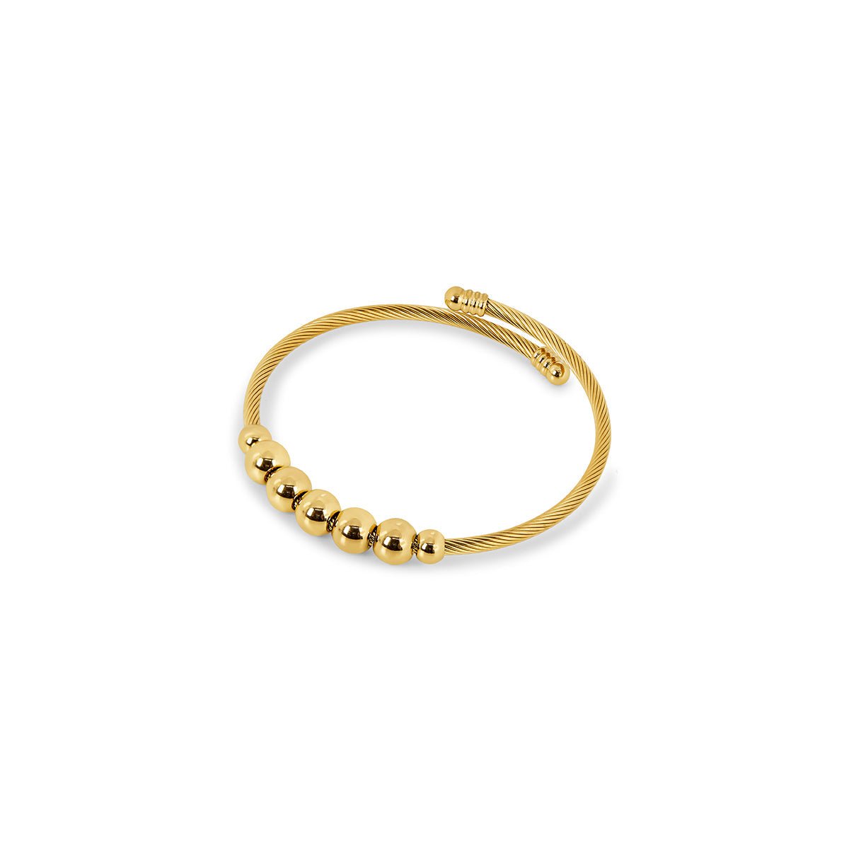 Pulsera antiestrés ajustable con cuentas bañadas en oro