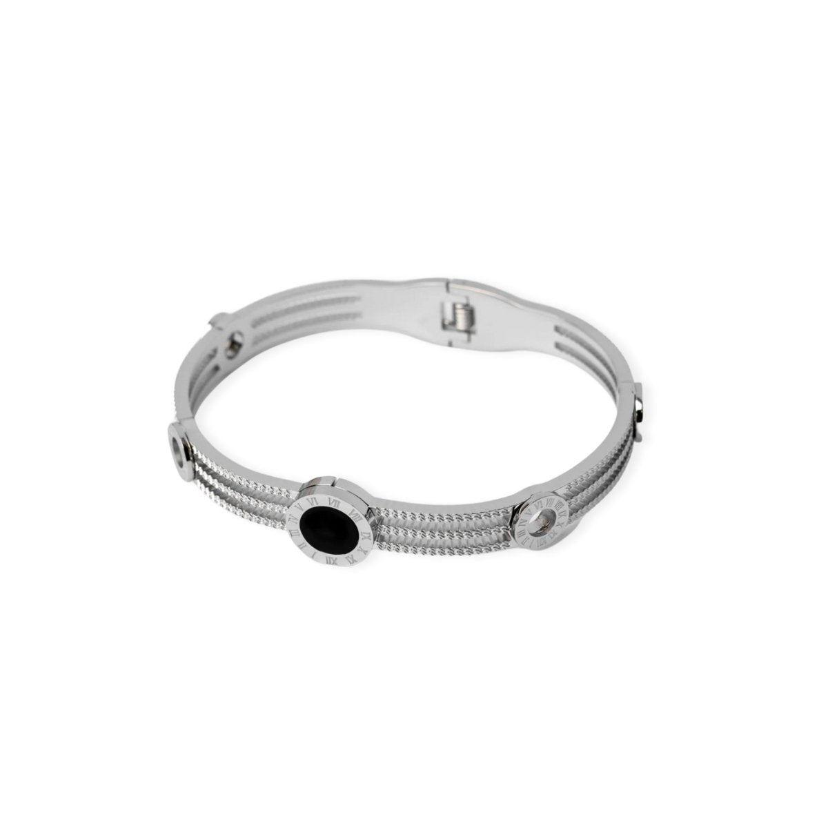 Pulsera Triple Ónix - Plata