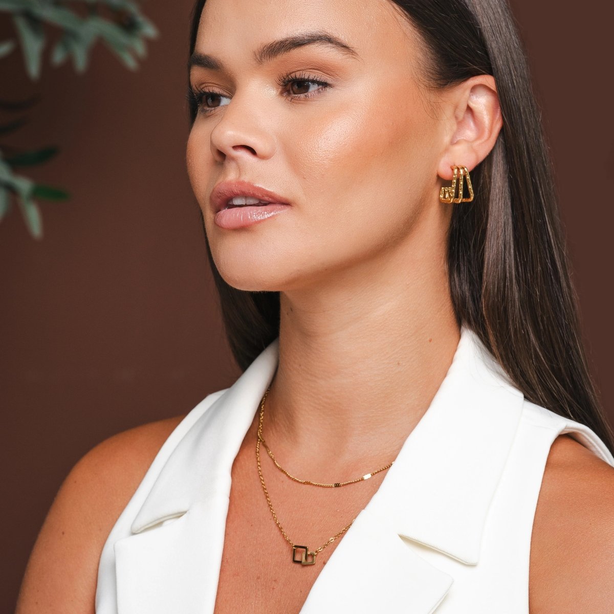 Pendientes Amelie Triple División bañados en oro de 18 quilates