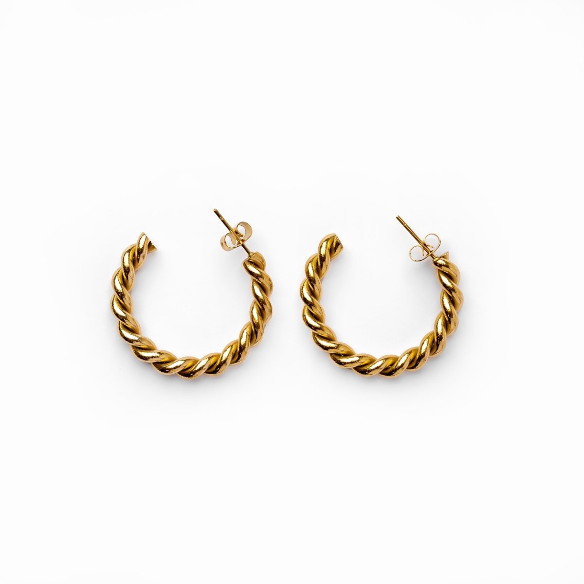 Brinco de Argola Twist Banhado em Ouro 18K 